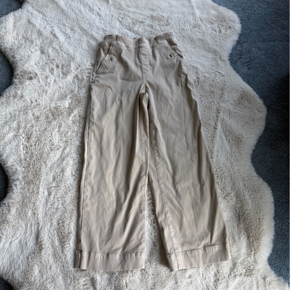SPANX Neutral Wide-Leg Crop Capris in Light Taupe